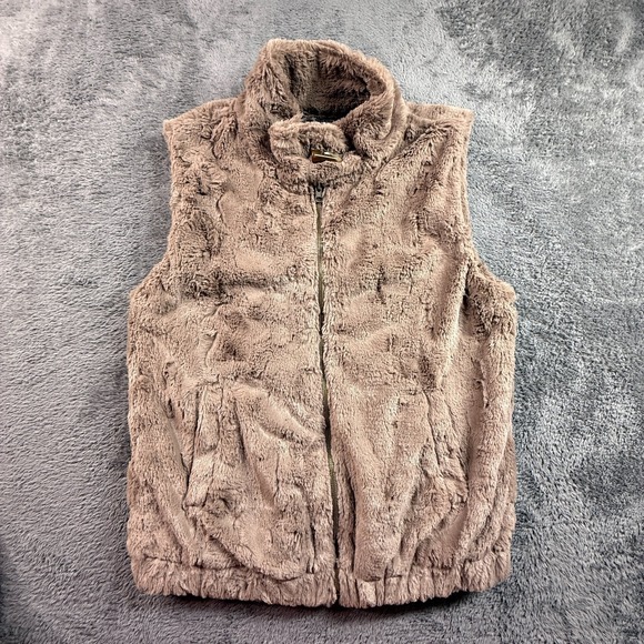Sanctuary Jackets & Blazers - Sanctuary Sherpa Vest Women M Brown Fuzzy Faux Fur Zip Up Sleeveless Jacket